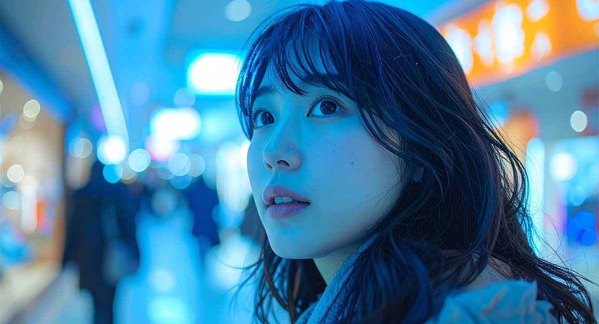 ガチャガチャを探している女性