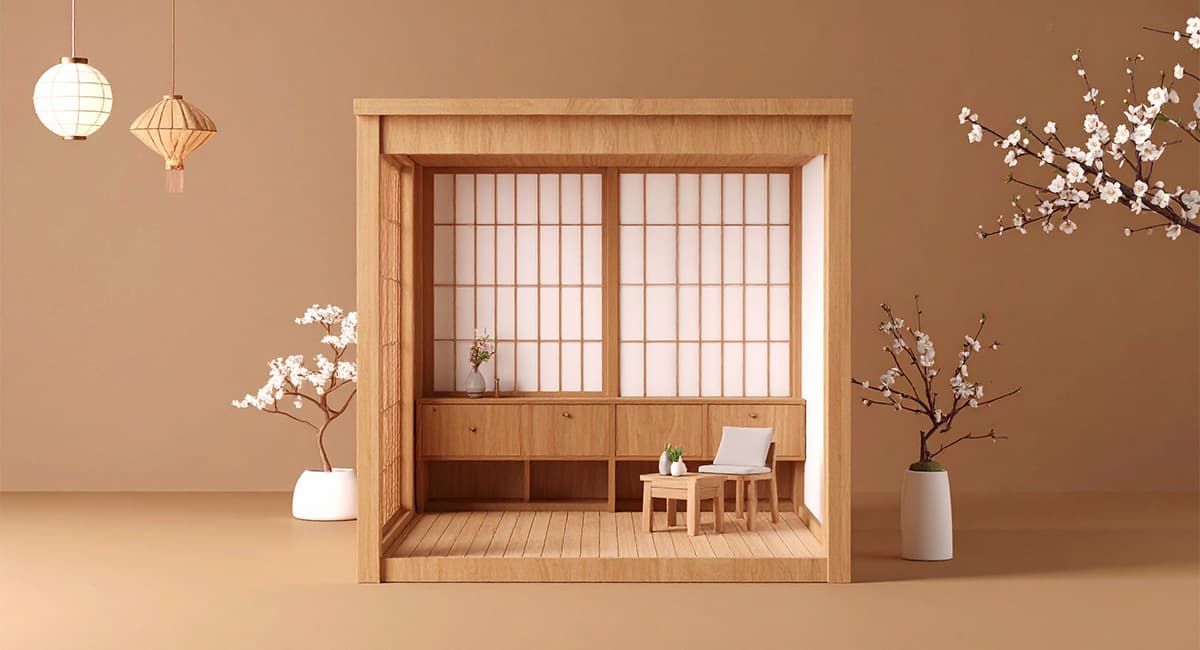 和風の居間のミニチュアセット