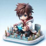 キャラクターグッズ：男の子がゲームをしている