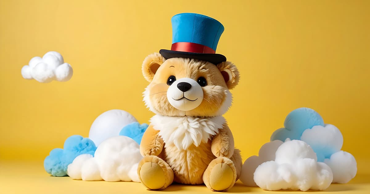 シルクハットを被ったくまのぬいぐるみ