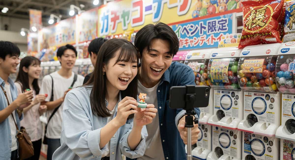 ガチャをSNSの動画撮影中