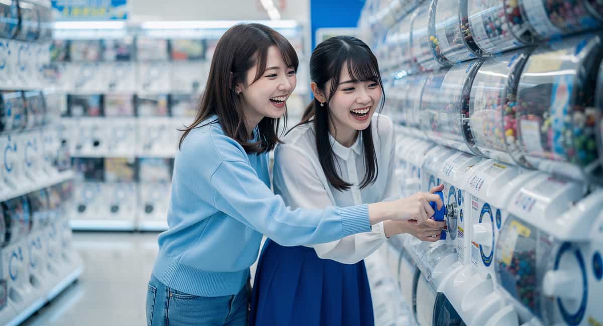 ガチャをする女性２人