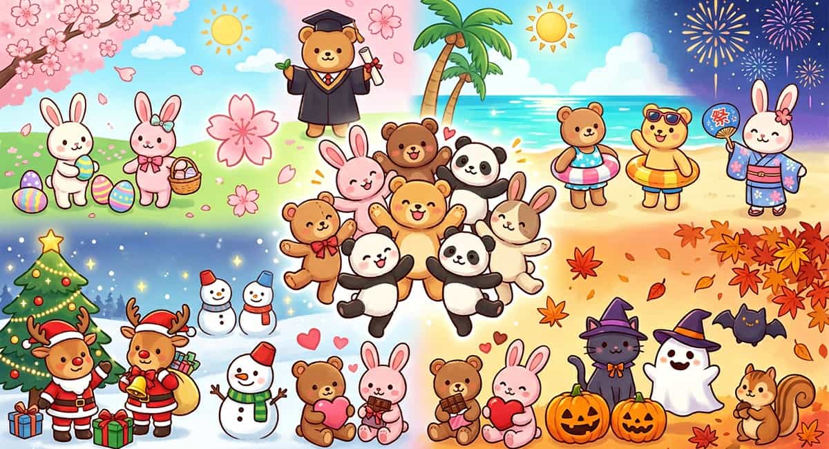 色んなぬいぐるみのイラスト